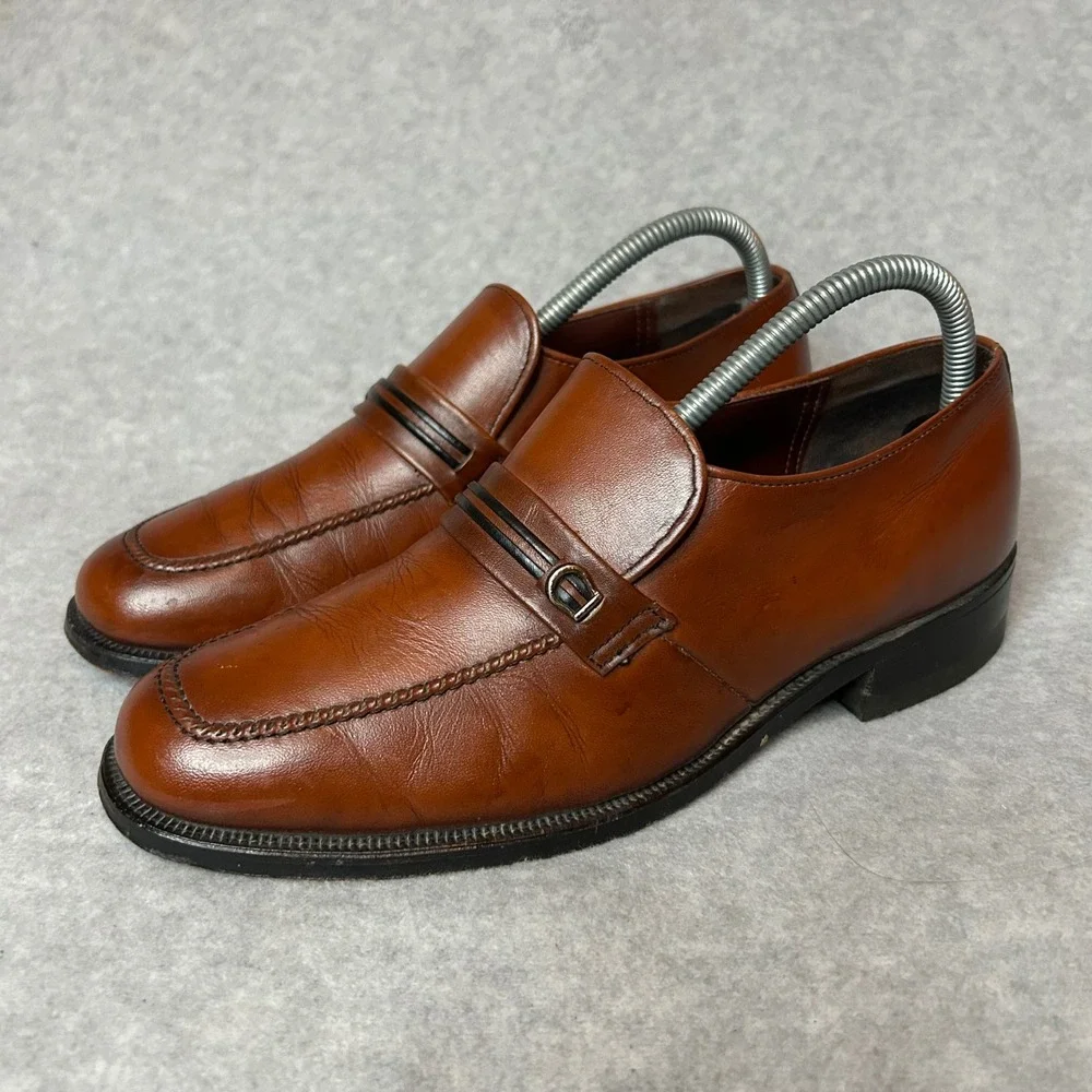 VTG Weyenberg Massagic Air Cushion Brown Leather Loafers 7.5 D USA Dress shoes‎